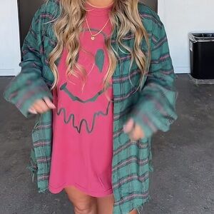 Comfort Colors Red Graphic Tee with Black Smiley Drip